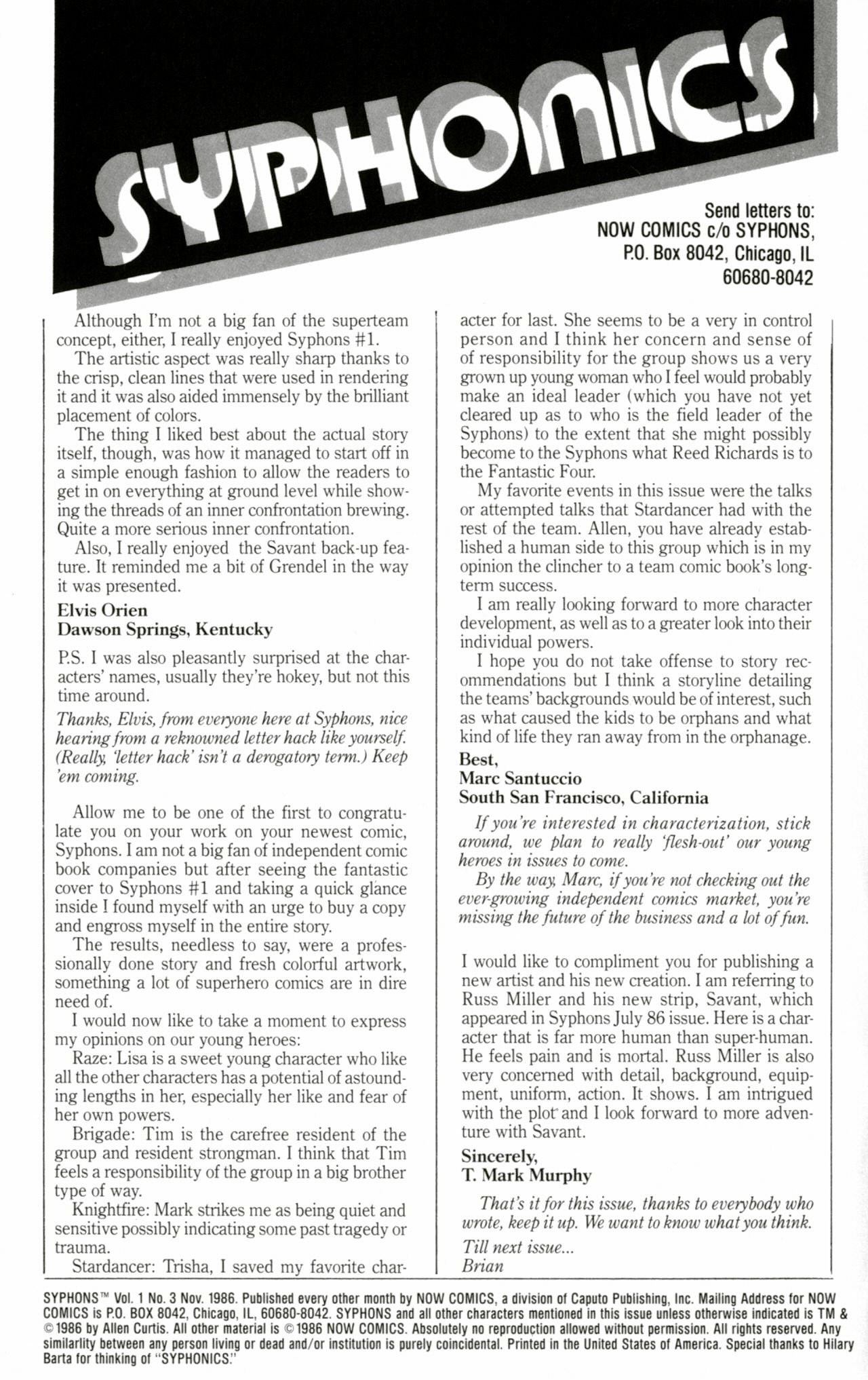 Syphons (1986) Issue #3 - Page 2